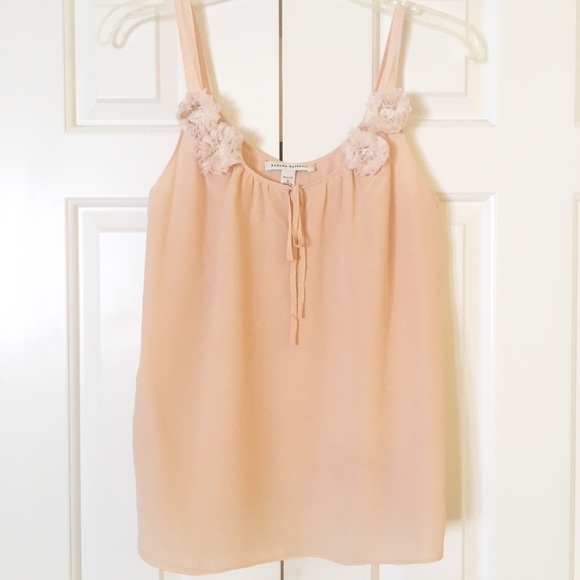 Banana Republic silk pink cami w roses. Small EUC - Picture 2 of 8